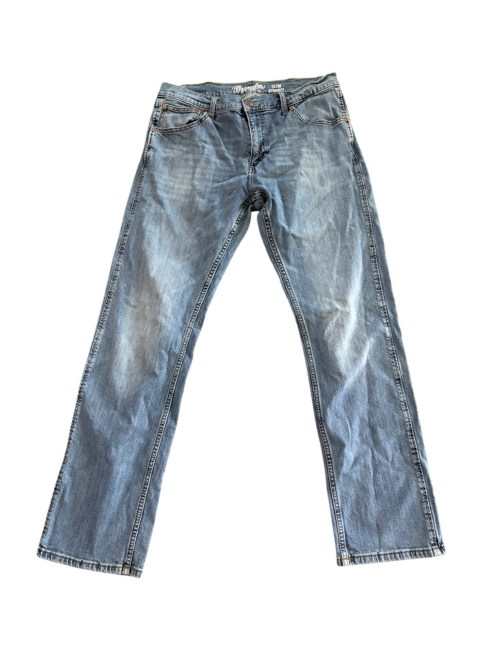 Wrangler Retro Men's Slim Straight Denim Blue Jeans 34x34